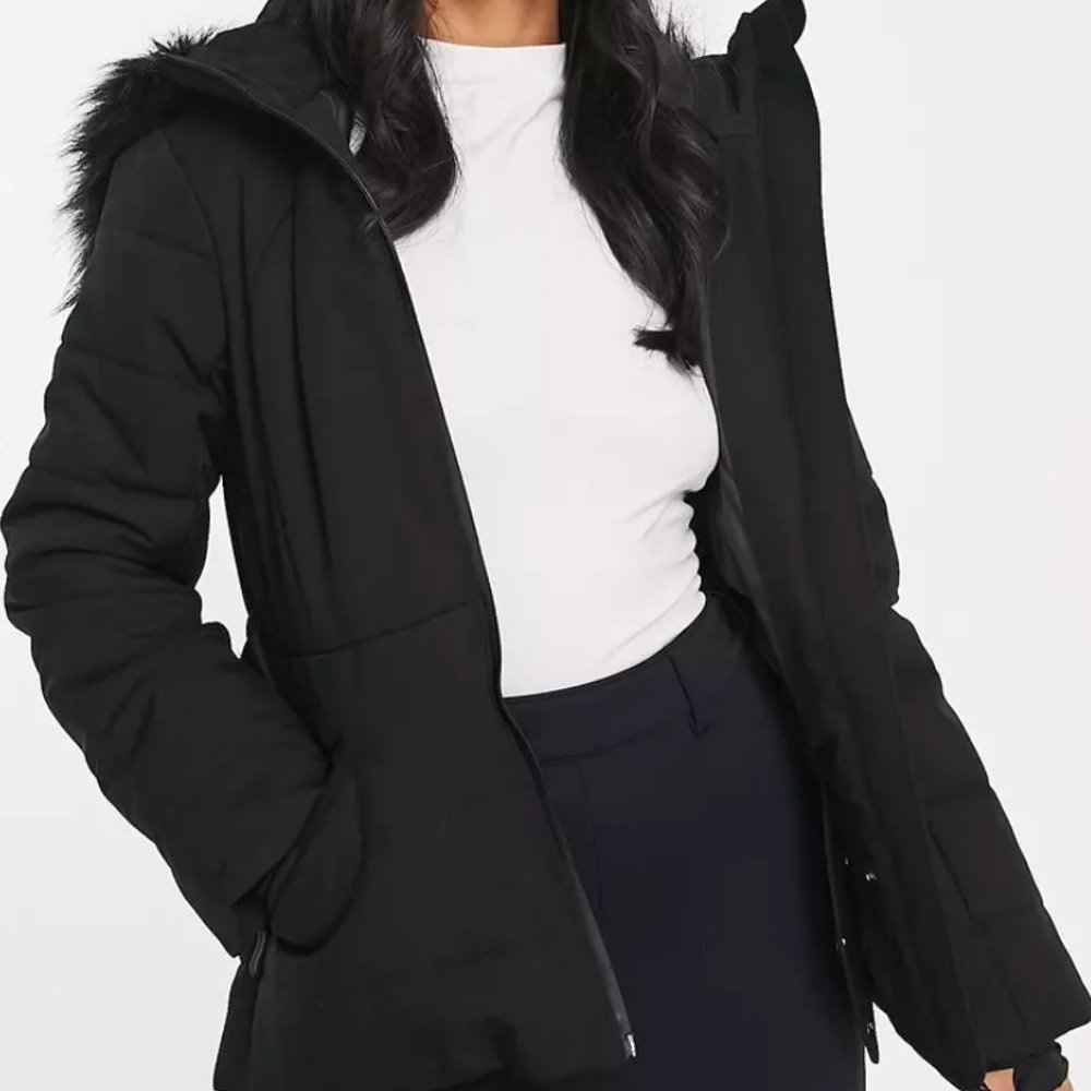 ASOS 4505 ski belted jacket with faux fur hood